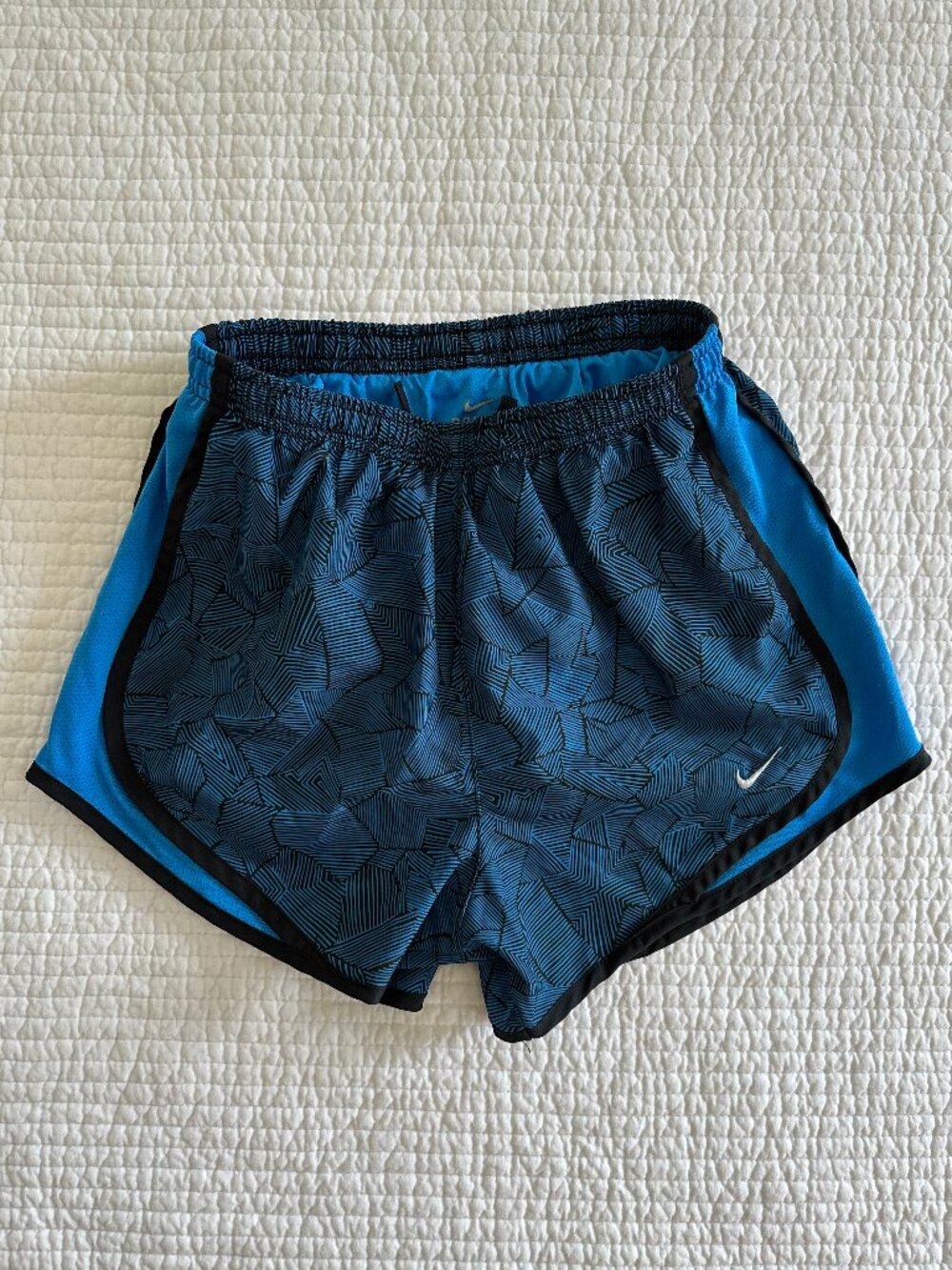 Nike Dri-FIT Tempo Running Shorts Blue Black Geometric Women's Size XS Athletic